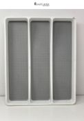 Addis Premium Soft touch 3 Compartment Drawer Utensil Cutlery Organiser Tray, White & Grey new 3 Se