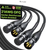 AA AUDIO ACCESSORY XLR Cable 3M 2Pack, Kevlar-Reinforced Nylon Braided Microphone Lead, Gold-Plated