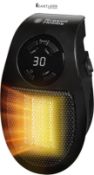 Russell Hobbs 500W Ceramic Plug Heater, Electric Heater Adjustable thermostat, 12 Hour Timer & LED