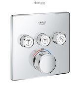 RRP £379.95 - GROHE Grohtherm SmartControl - Concealed Square Thermostat for Shower or Bath (3 Valv