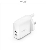 Belkin BoostCharge dual USB-C plug with PPS, 60W phone charger for iPhone 16 and other, iPad, Samsu