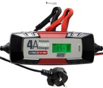 Maypole 4A Dual Voltage 6/12V Electronic Smart Car Battery Charger Fully Automatic 5 Stage Charging