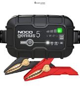 RRP £79.99 - NOCO GENIUS5UK, 5A Car Battery Charger, 6V and 12V Portable Smart Charger, Battery Mai