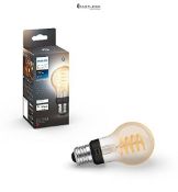 Philips Hue White Filament A60 Smart Light Bulb [E27 Edison Screw] 7W For Vintage, Indoor Home Ligh
