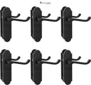 Bwintech 6 Sets Matt Black Richmond Lever on Plate, Latch Furniture, Backplate Door Handles,Suitabl