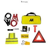 AA Vehicle Breakdown Safety Kit Plus AA5618 – Tyre Inflator, Warning Triangle, Tow Rope, Hi-Vis Ves