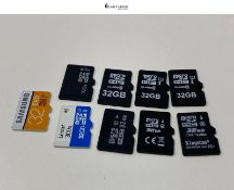 Bundle of 9 Mixed Brand Micro SD Cards 32GB All Formatted