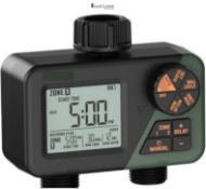 RRP £102.86 - Watering Timer, Water Timer 2 Zone Garden Programmable Automatic Irrigation Timer Wit