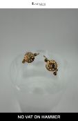 Pair of Antique 14ct Gold & Clear Stone Dormeuse Earrings