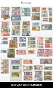 World Banknote Collection in Album, comprising approximately 70+ examples from Europe, Africa, Asia