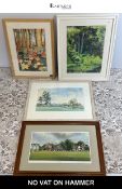 Contemporary Mixed Media, Pastel and Watercolour Paintings with a Terry Harrison Signed Cricket Pri