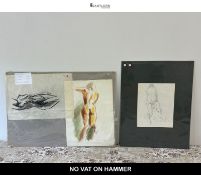 Mid-20th Century Female Nude Studies, Pencil, Charcoal and Chalk, including works attributed to Edw
