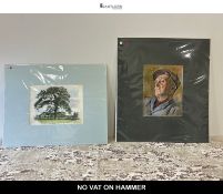 Two Watercolours by George Weissbort (1928-2013): Landscape and Portrait