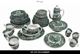 Royal Tudor Ware 'Coaching Taverns 1828' 64-Piece Green Transferware Service