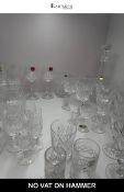 Waterford, Royal Albert & Stuart Cut Crystal Glassware Collection 40 Pieces, Decanter, Stemware & T