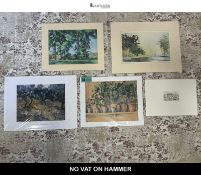 Brian Hanscomb Limited Edition Etching, Spencer Watercolour Landscape and Three Post-Impressionist
