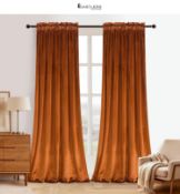 NEW - RRP £65.92 - Roslynwood Home Velvet Bright Orange Curtain 108 inch - Heavy Duty Curtains Ener