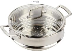 NEW - RRP £109.00 - Le Creuset 3-Ply Stainless Steel Large Multi Steamer with Glass Lid, 24 cm, 961