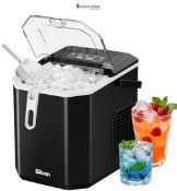 RRP £84.99 - Silonn Portable Ice Maker Countertop, Self-Cleaning Ice Machine Produces 9 Ice Cubes i