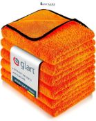 RRP £59.28 - Glart 44WG6 Car Drying Towel XXL 90x60cm, 6-Piece Microfiber Cloth Orange