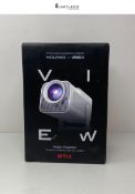 RRP £77.99 - WOLFANG 4K Mini Projector【Built-in Apps/Official Netflix】, 26000 Lumen WiFi 6 Portable
