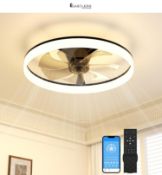 RRP £95.99 - 60cm White Ceiling Fan with Light with Remote, Ceiling Fan Light