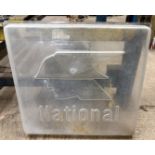 A large pair of National plastic garage forecourt signs, 96 cm wide (2) Most paint missing Special
