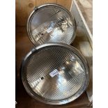 A large pair of chrome headlamps, 30 cm diameter (2) Special Notices: Viewing is onsite at Moorhouse