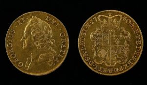 A rare George II double guinea gold coin, 1740