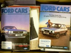 Assorted car brochures and ephemera, including Ford Cars 1982 Model Catalogue (The New Fiesta