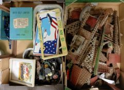 A group of assorted Meccano, various key rings and other items (2 boxes) Collection from DT2 0PR