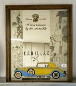 A Cadillac advertising mirror, Standard of the World - A man is known by his automobile, 59 x 49
