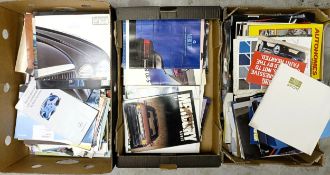 A large group of assorted car brochures, adverts and ephemera, including Jaguar Sovereign,
