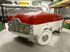 A Ford Zephyr pedal car, painted red over white, possibly Triang Collection from DT2 0PR will be