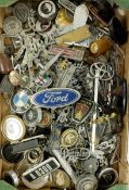 Assorted motoring badges, including Ford, Hillman, BMW, Daimler and others (box) Collection from DT2