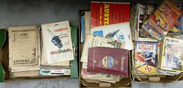 Assorted car related magazines and ephemera, including Popular Mechanics, Modern Mechanix, Autocar