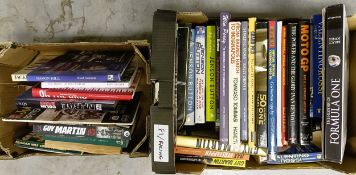 Assorted motor racing books, including The History of Formula 1, Guy Martin and others (2 boxes)