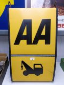 An AA plastic double sided sign, 42 cm wide Plastic pretty good, only faded in parts, no big cracks,