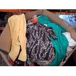400 X MIXED CLOTHING LOT TO INCLUDE YARE BLUE LEOPARD PRINT DRESS IN BLUE AND BLACK IN SIZE XL ,