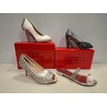 56 X BRAND NEW PAIRS OF SABATINE SHOES TO INCLUDE LOW BLOCK HEEL IN SILVER , OPEN TOE HIGH HEELS