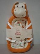 2 X BRAND NEW BAMBINO ELVIS THE HIPPO PORTABLE BABY NEST IN SIZE 32 X 65 X 12 CM - RRP EACH £70
