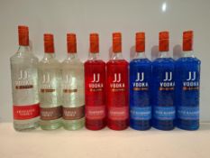 8 X MIXED JJ VODKA LOT CONTAINING 3 X BLUE RASPBERRY, X 2 X VANILLA , 2 X RASPBERRY X 1ARTISANAL