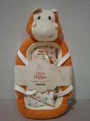 2 X BRAND NEW BAMBINO ELVIS THE HIPPO PORTABLE BABY NEST IN SIZE 32 X 65 X 12 CM - RRP EACH £70