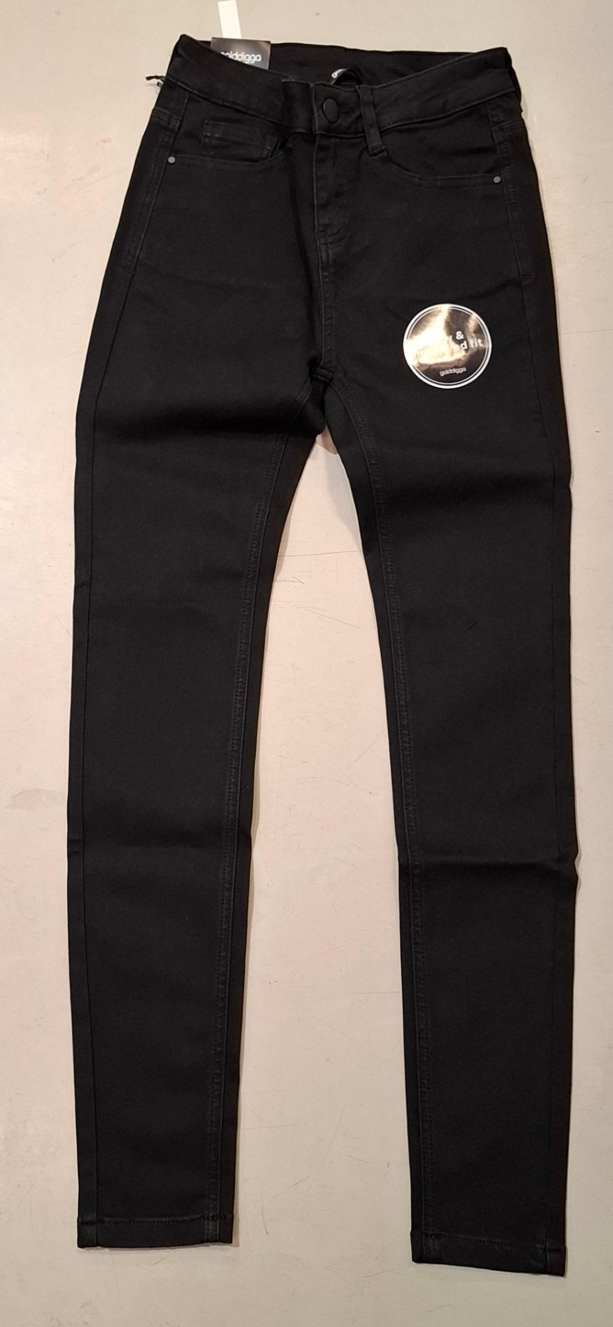 80 X BRAND NEW GOLDDIGGA WOMEN'S JEANS IN BLACK IN SIZE 6S - RRP EACH £15 -