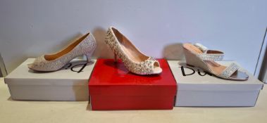 56 X BRAND NEW MIXED SHOES LOT TO INCLUDE SABATINE WEDDING PEEP-TOE HEELS IN IVORY