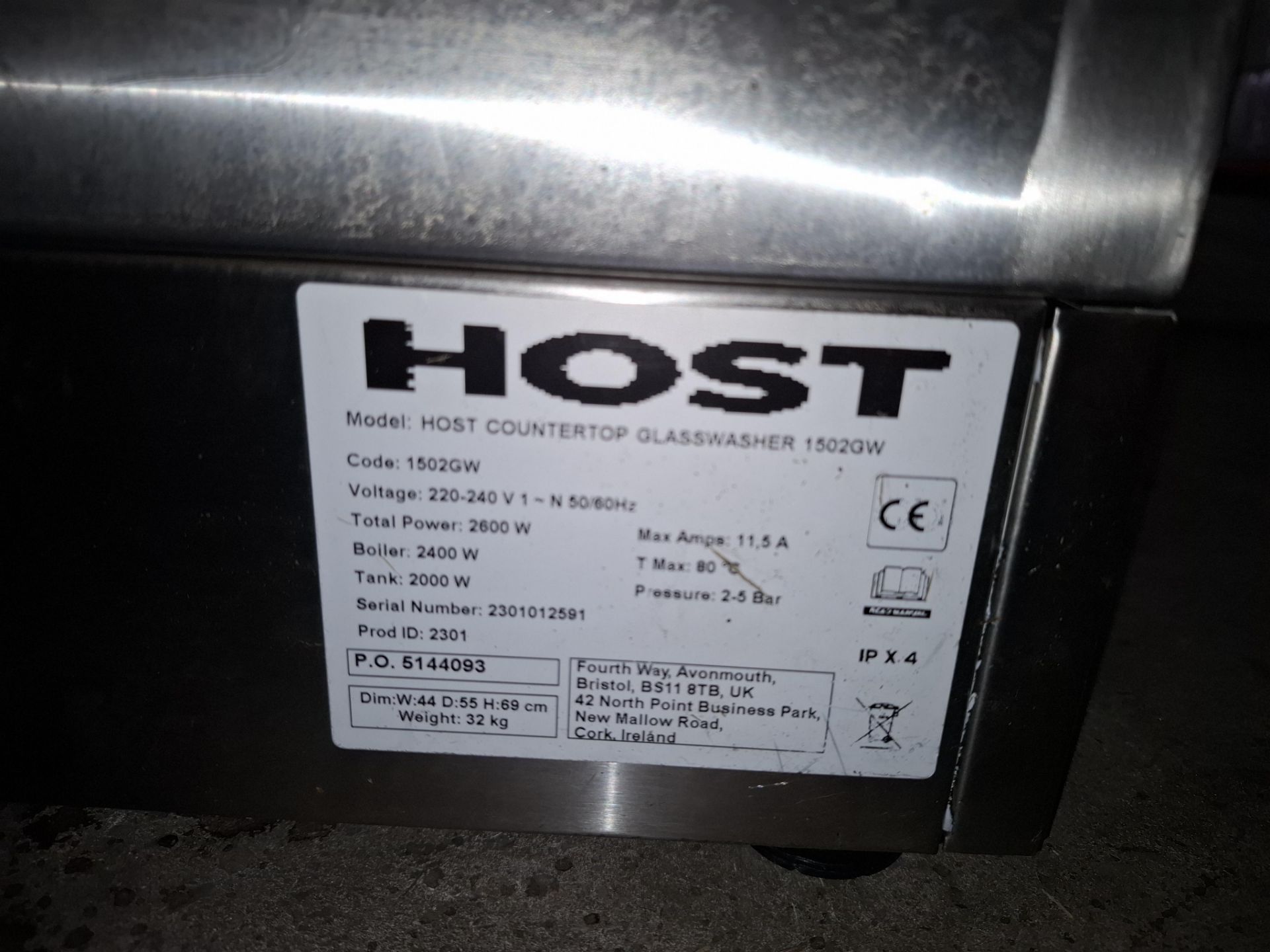 1 X HOST 1502GW UNDER - COUNTER GLASSWASHER ALSO INCLUDED ADEXA STAINLESS STEEL GREASE TRAP - Image 3 of 6