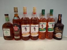 7 X MIXED ALCOHOL LOT CONTAINING  2 X 1L CAPTAIN MORGAN SPICED GOLD RUM , 2 X CAPTAIN MORGAN TIKI