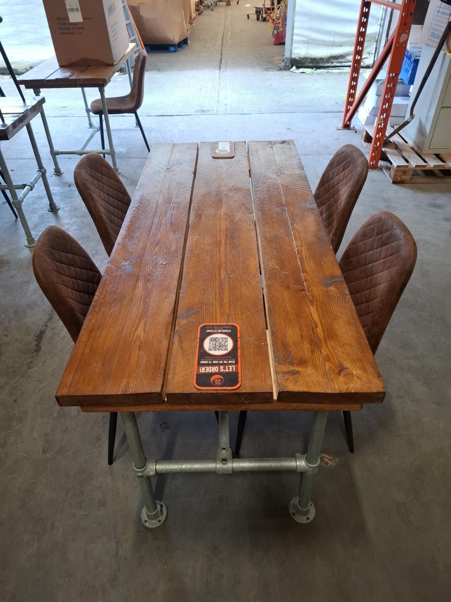 1 X BAR TABLE SET TO INCLUDE 4 CHAIRS AND 1 WOOD / METAL TABLE - Image 5 of 5