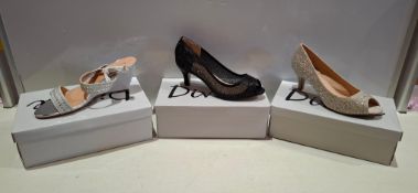 56 X BRAND NEW MIXED SHOES LOT TO INCLUDE DIVINE PEEP-TOE HEELS IN BLACK METALLIC