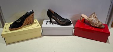 56 X BRAND NEW MIXED SHOES LOT TO INCLUDE SABATINE MESH PEEP-TOE IN CHAMPAGNE